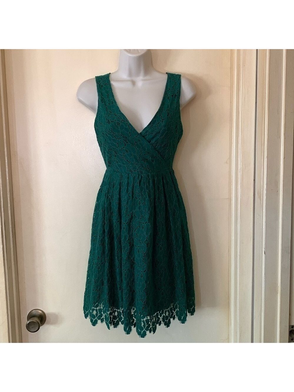 Zara Woman Green Lace Mini Dress size XS